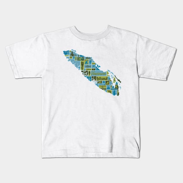 Vancouver Island: Graphical Map Kids T-Shirt by Malcontent